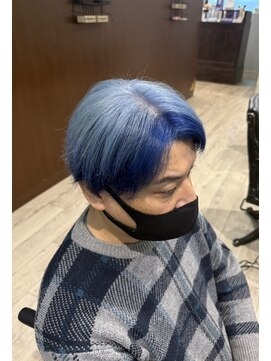 ブルー系デザインカラー×マッシュレイヤー